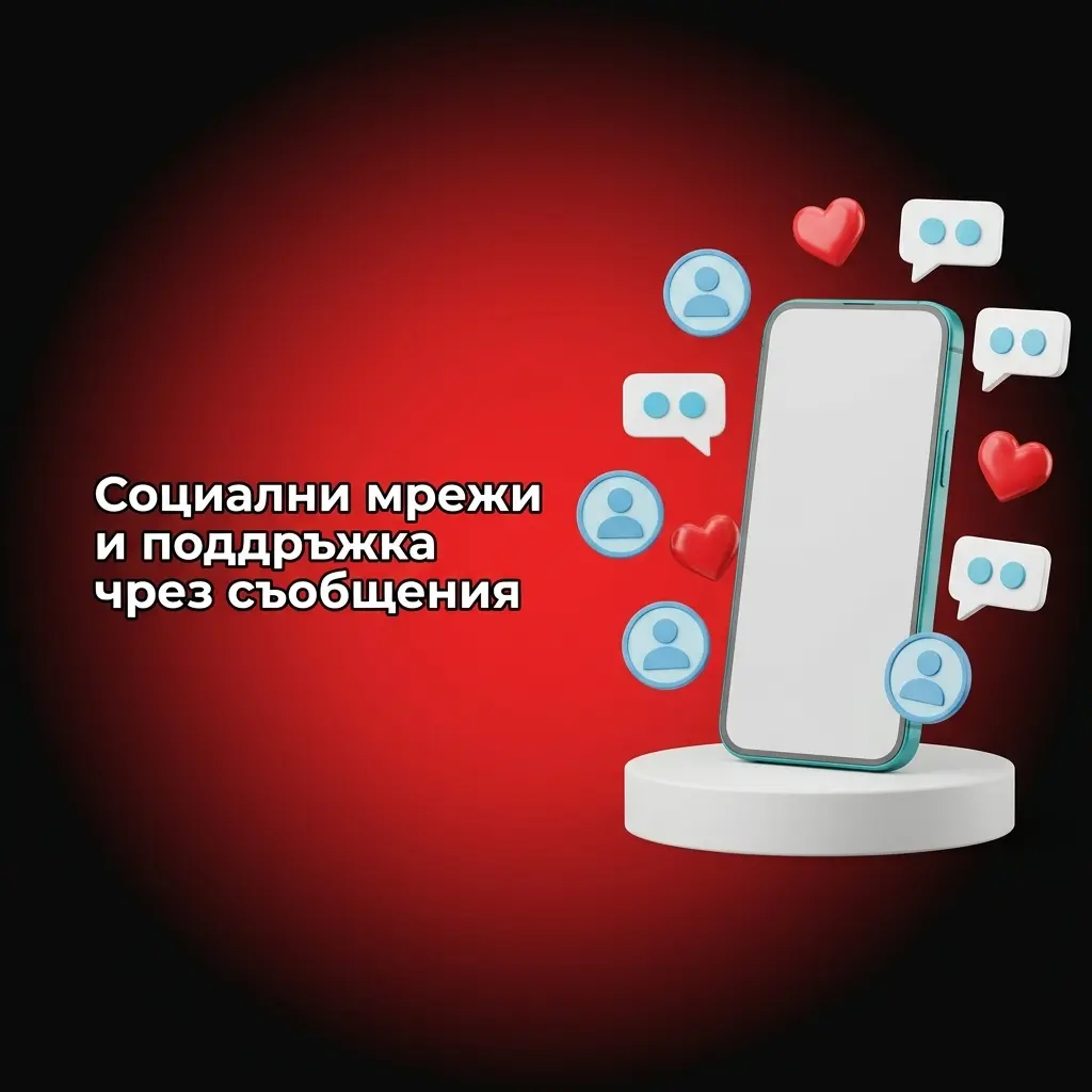 Икони на социални мрежи за поддръжка чрез съобщения и насочване към официален канал