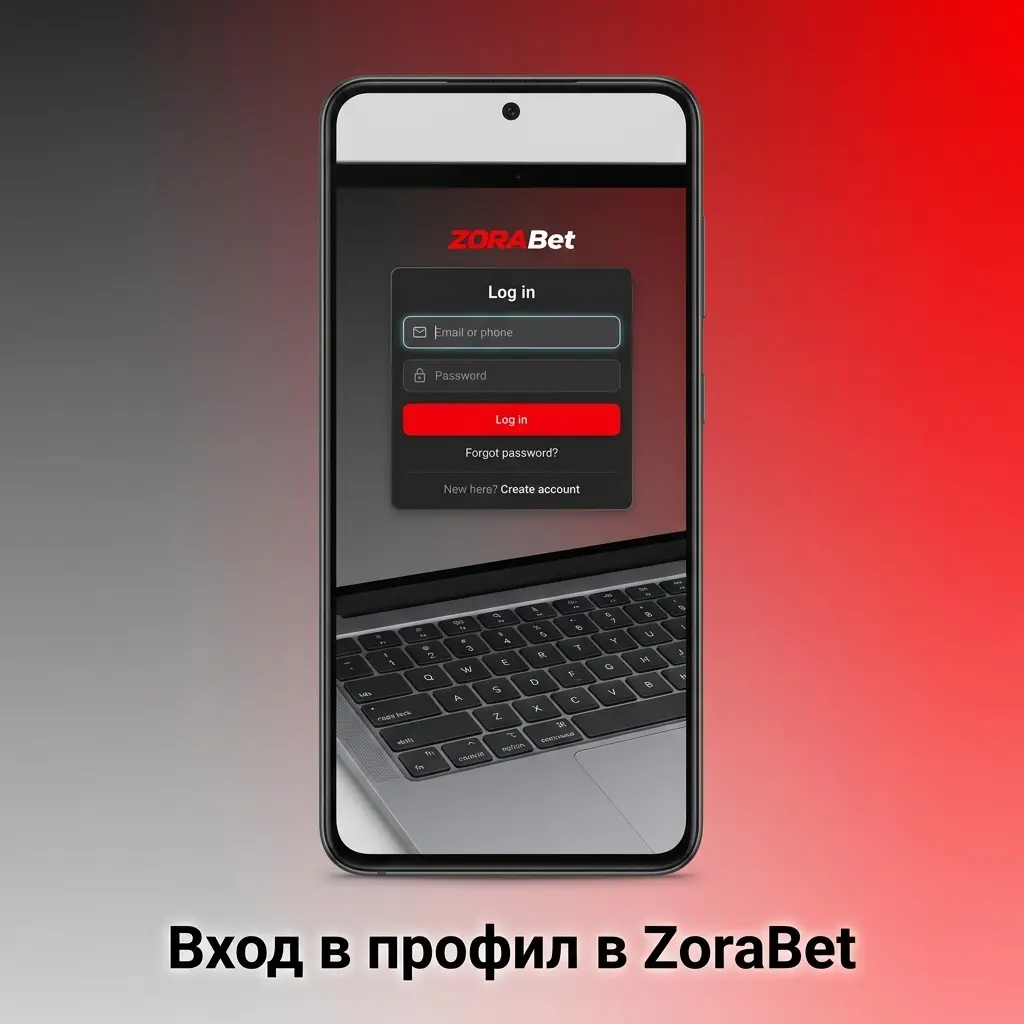 Екран за вход в ZoraBet с имейл, парола и достъп до баланс, бонуси и активни залози