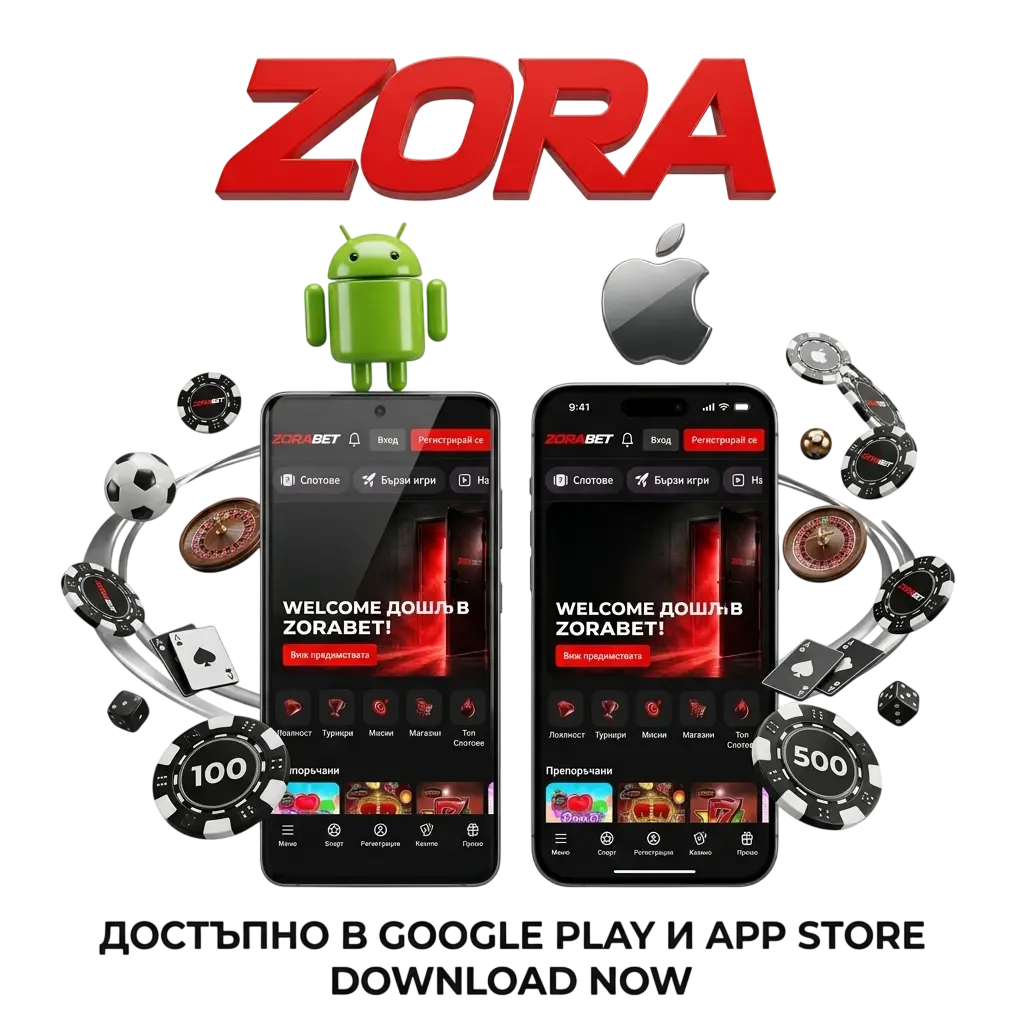 Изтегляне на ZoraBet приложение за Андроид и iOS със залози, казино и бонус 500% до 3000 евро