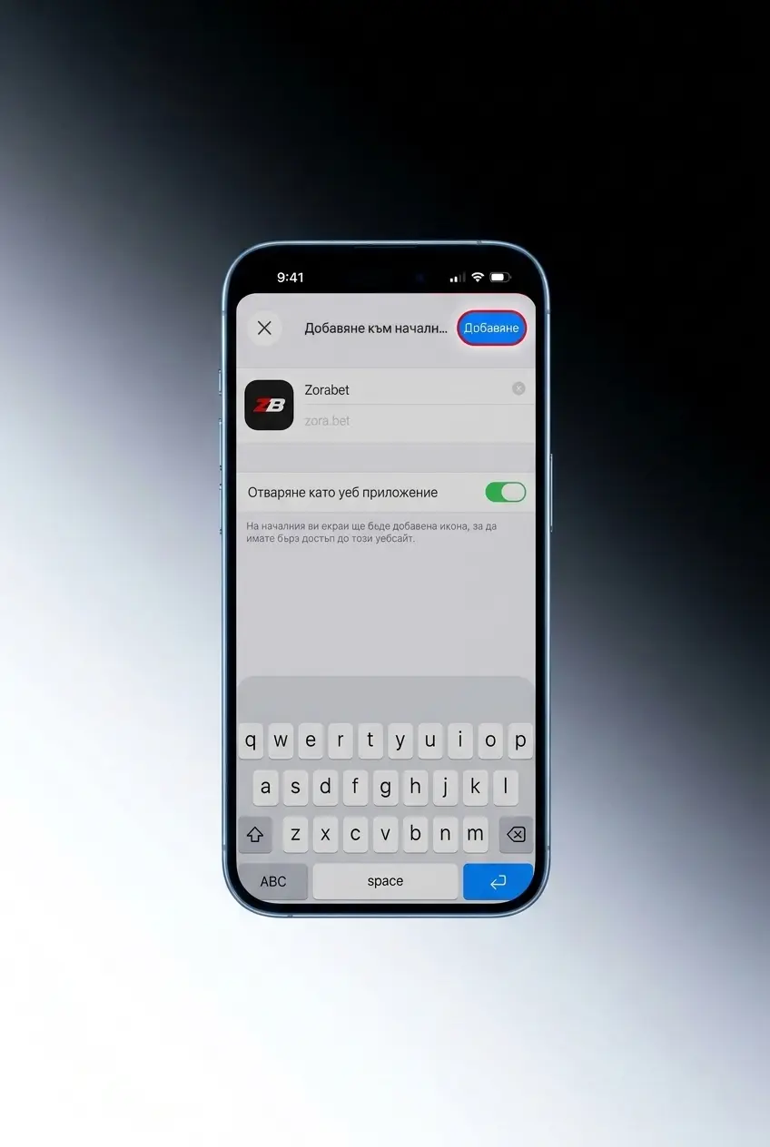 Екран с 5 стъпки за инсталиране на ZoraBet iOS приложение на iPhone и iPad чрез Safari
